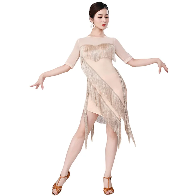 

Tassel Latin Dance Wear for Women Latin Dresses Fringes Ballroom Practice Clothes Salsa Samba Dance Costumes for Women