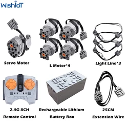 11 pz funzioni di alimentazione L motore 88003 servomotore 88004 linea luminosa 8870 2.4G 8 vie telecomando APP controllo Building Blocks MOC