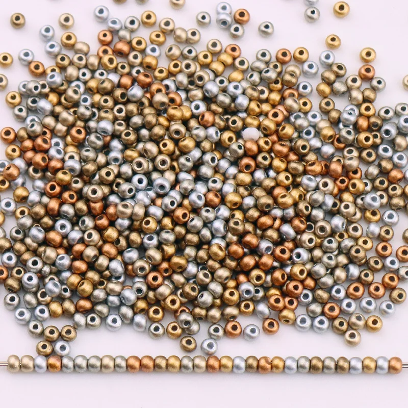 Perles de rocaille en verre pour la couture de vêtements exécutifs, perles métalliques opaques conviviale rées, perles de riz d'espacement rondes, bijoux de bricolage, 2mm, 3mm, 4mm, 256