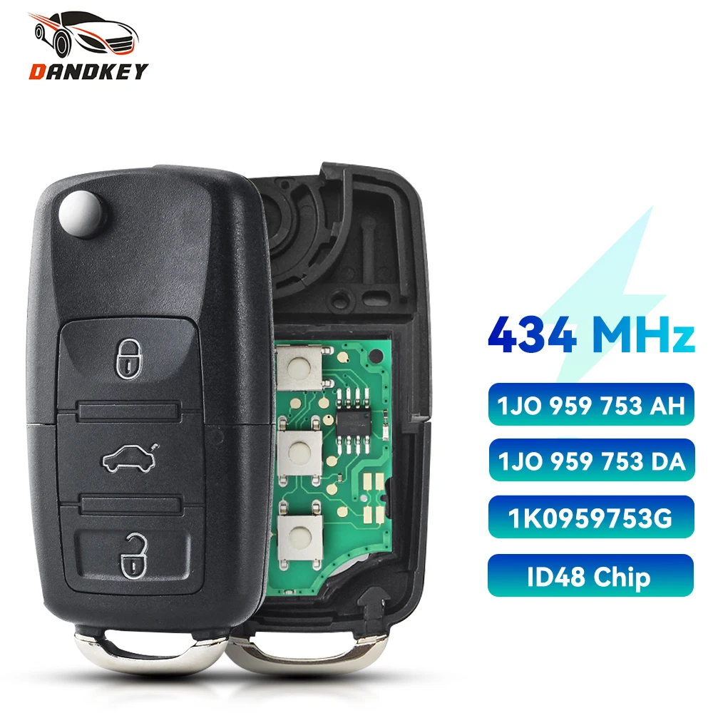 

Дистанционный ключ Dandkey 433 МГц ID48 1K0959753G 1J0959753DA 1J0959753AH для VW Volkswagen Golf Passat Polo Jetta Touran Bora Sharan