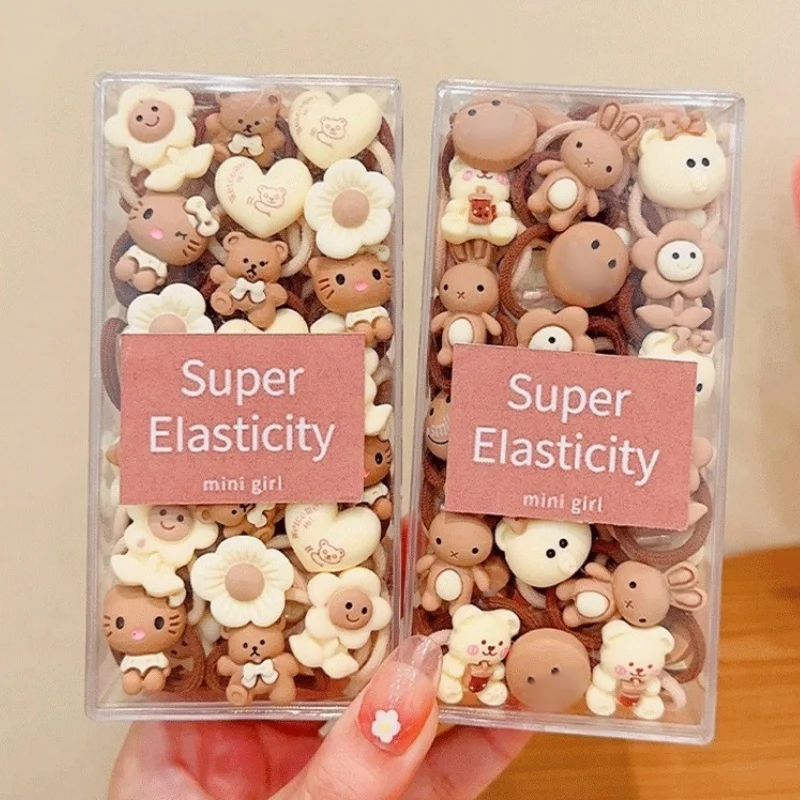 30 Stück neutrale Kaffeebraune Haargummis, weiche, schonende Haarbänder für Kleinkinder, Babys, Mädchen, niedliche Deko, kleine Pferdeschwanzhalter, Kinder-Accessoires – Detail 2