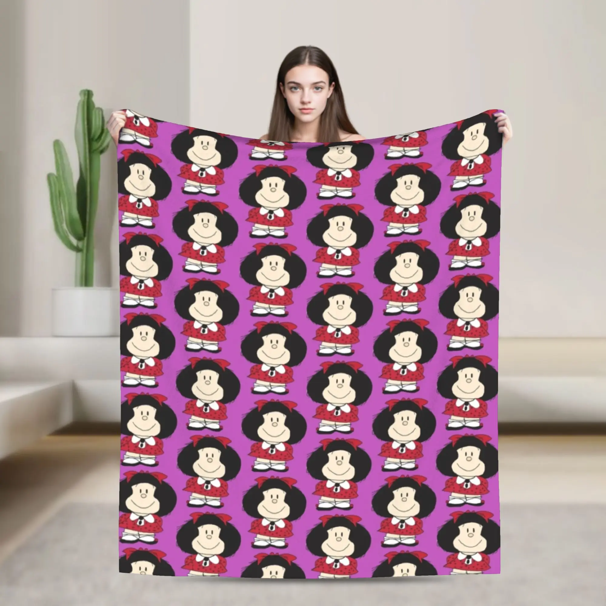 Happy Mafaldas Blanket Cover Flannel Throw Blanket Bedroom Sofa Portable Lightweight Bedsprea,
