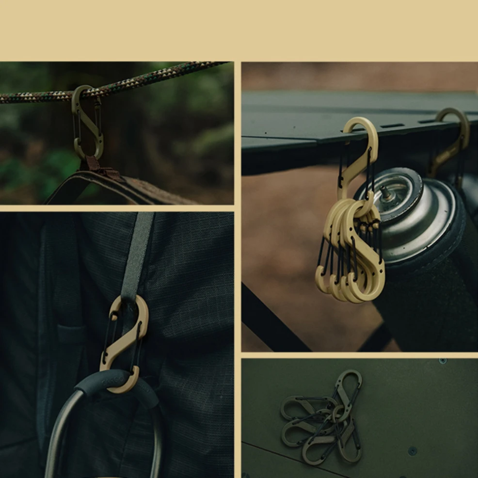 التكتيكية S نوع حلقة تسلق معدات التخييم مكافحة سرقة سبائك الألومنيوم حلقة تسلق المفاتيح الصغيرة هوك المشي لمسافات طويلة على ظهره مشبك