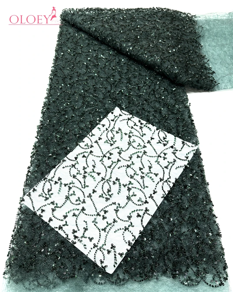 

OLOEY High Quality Fashion French Embroidery Sequin Lace Fabric African Nigerian Lace Fabric For Wedding Dress