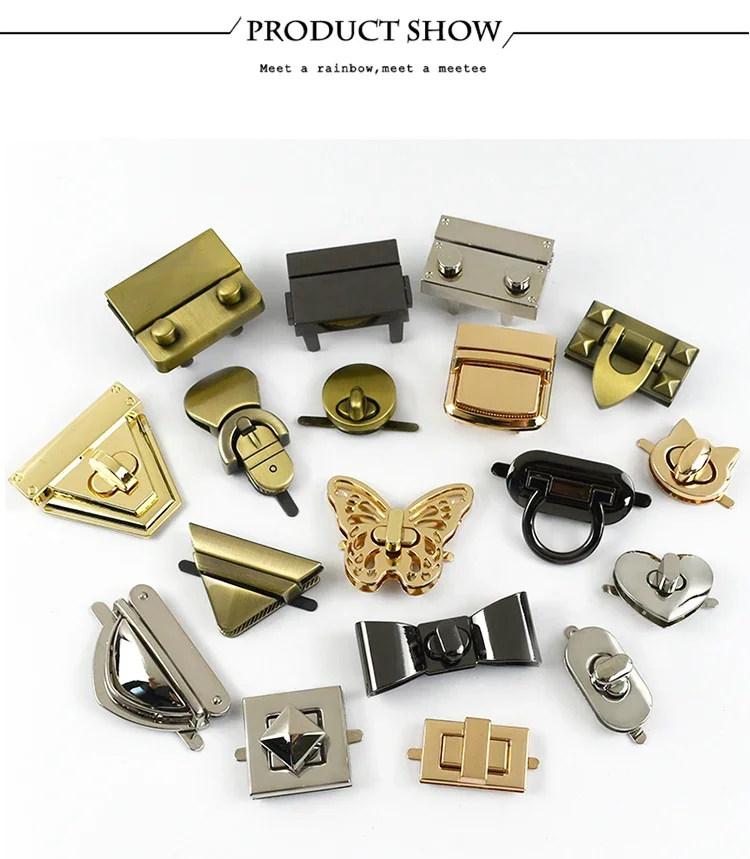 2Pcs Metal Bag Lock Buckles Turn Twist Locks for Women's Handbag Shoulder Bags Closure Latch Clasp DIY Hardware Accessories