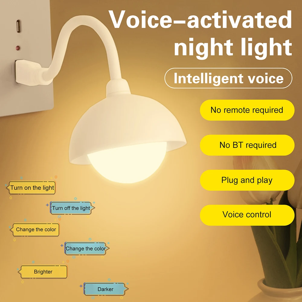 DC 5V USB Plug and Play luz nocturna inteligente lámpara de noche LED regulable portátil para dormitorios salas de estar y uso en exteriores