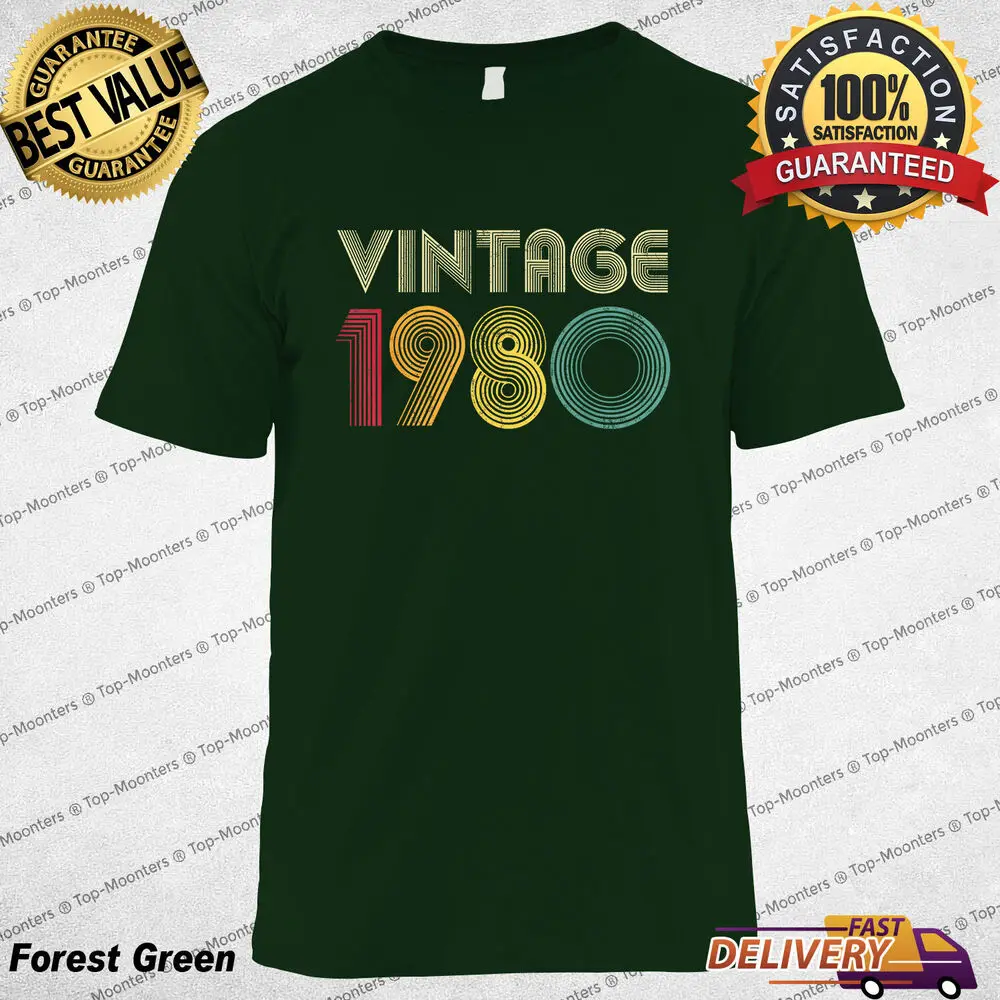 Retro 44th Birthday T-Shirt Vintage 1980 44 Years Old Birthday Gift Shirt