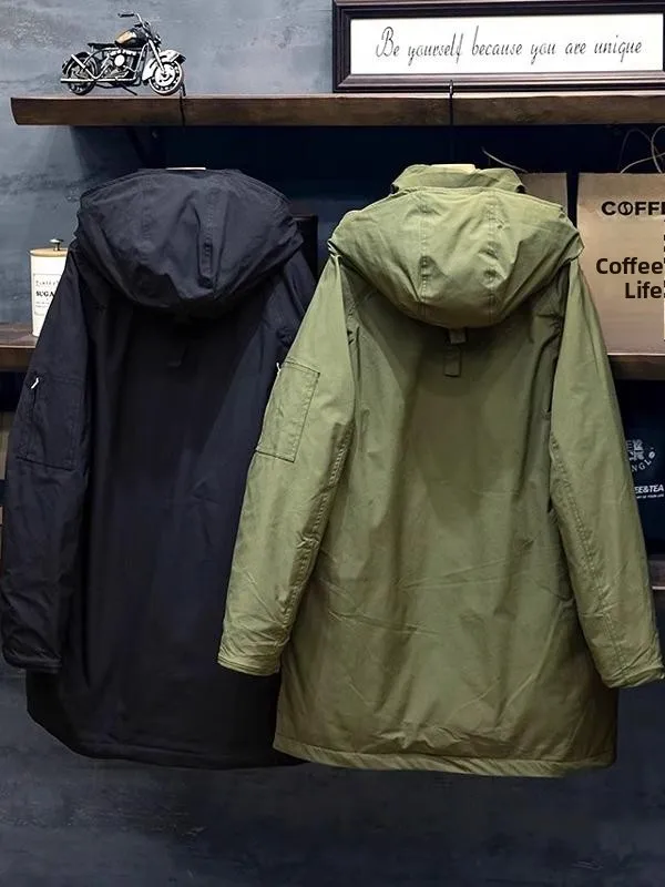 Piumino Jaet da uomo americano Sle con cappuccio Abbigliamento da lavoro invernale Giacca a vento Cappotto militare di media lunghezza Interno in cotone