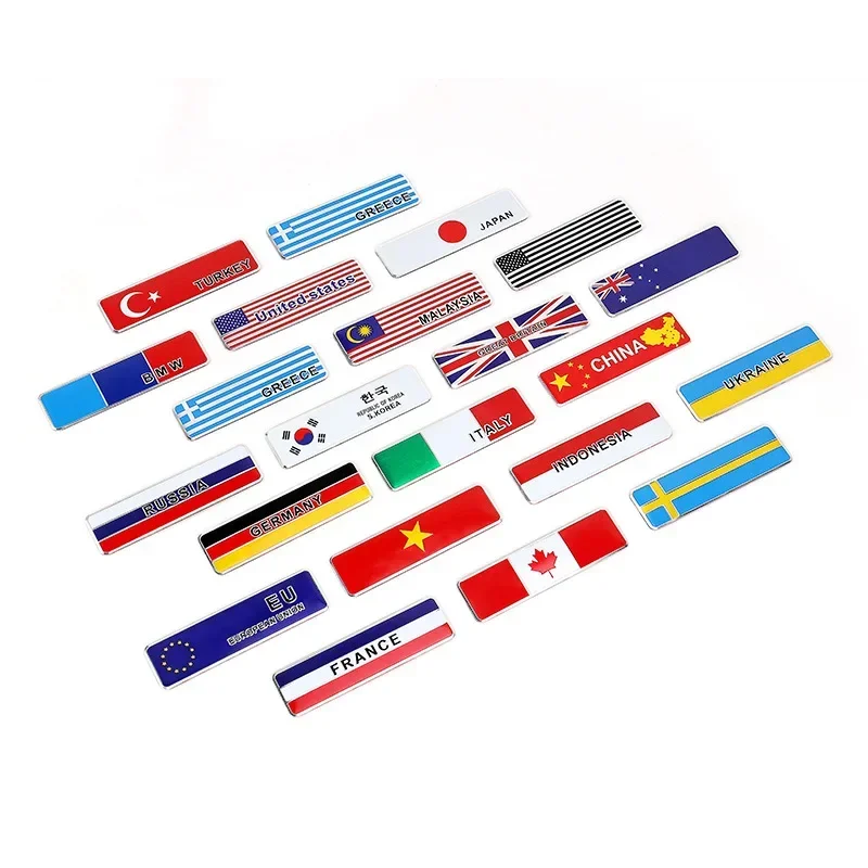 10.4x2.9cm Sweden Turkey Britain Germany France Japan Russia Korea National Flag Metal Car Fender Side Sticker Decal