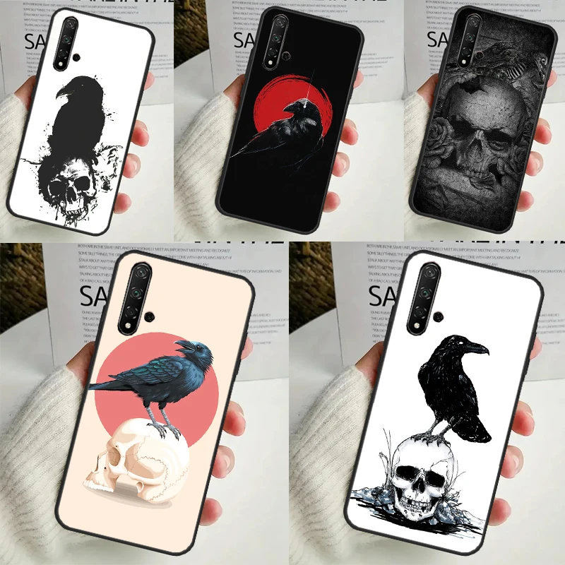 Crow Raven Dark Skull Case For Huawei P30 P20 P40 Lite Nova 5T 11i 8i 3i 9 10 SE 11 Pro Y90 Y70 Y61 Y60 Y91 Cover