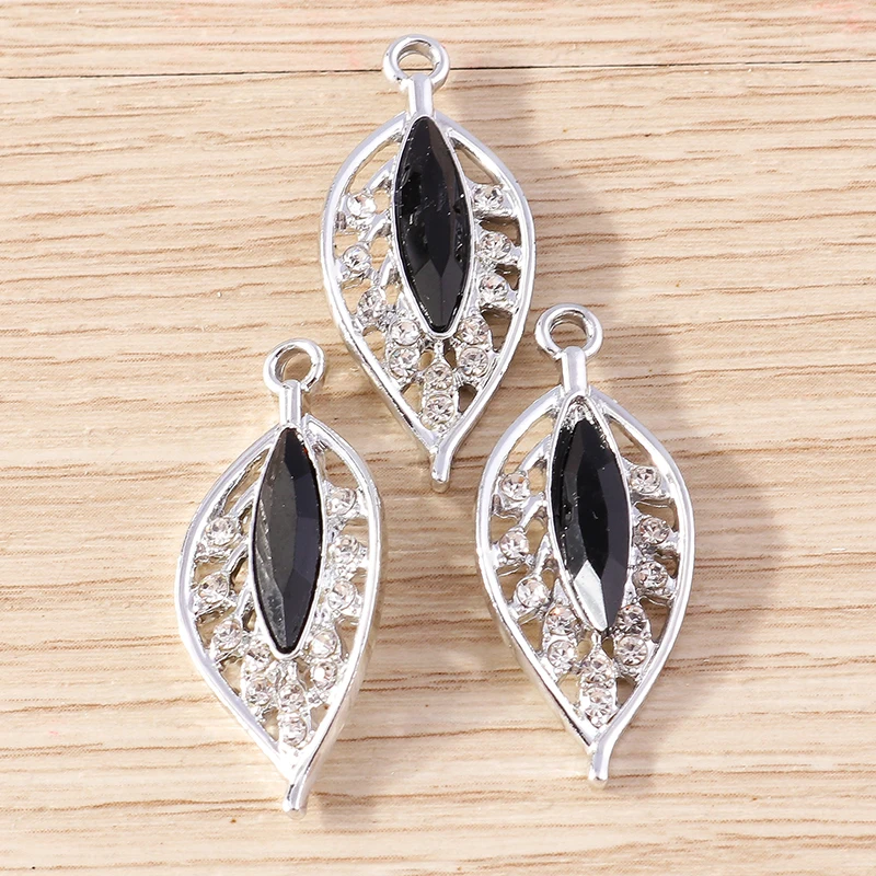 10 stücke 13x30mm Delicate Kristall Baum Blatt Charme für Schmuck Machen Frauen Mode Ohrringe Halsketten DIY armband Handwerk Geschenk – Detail 13