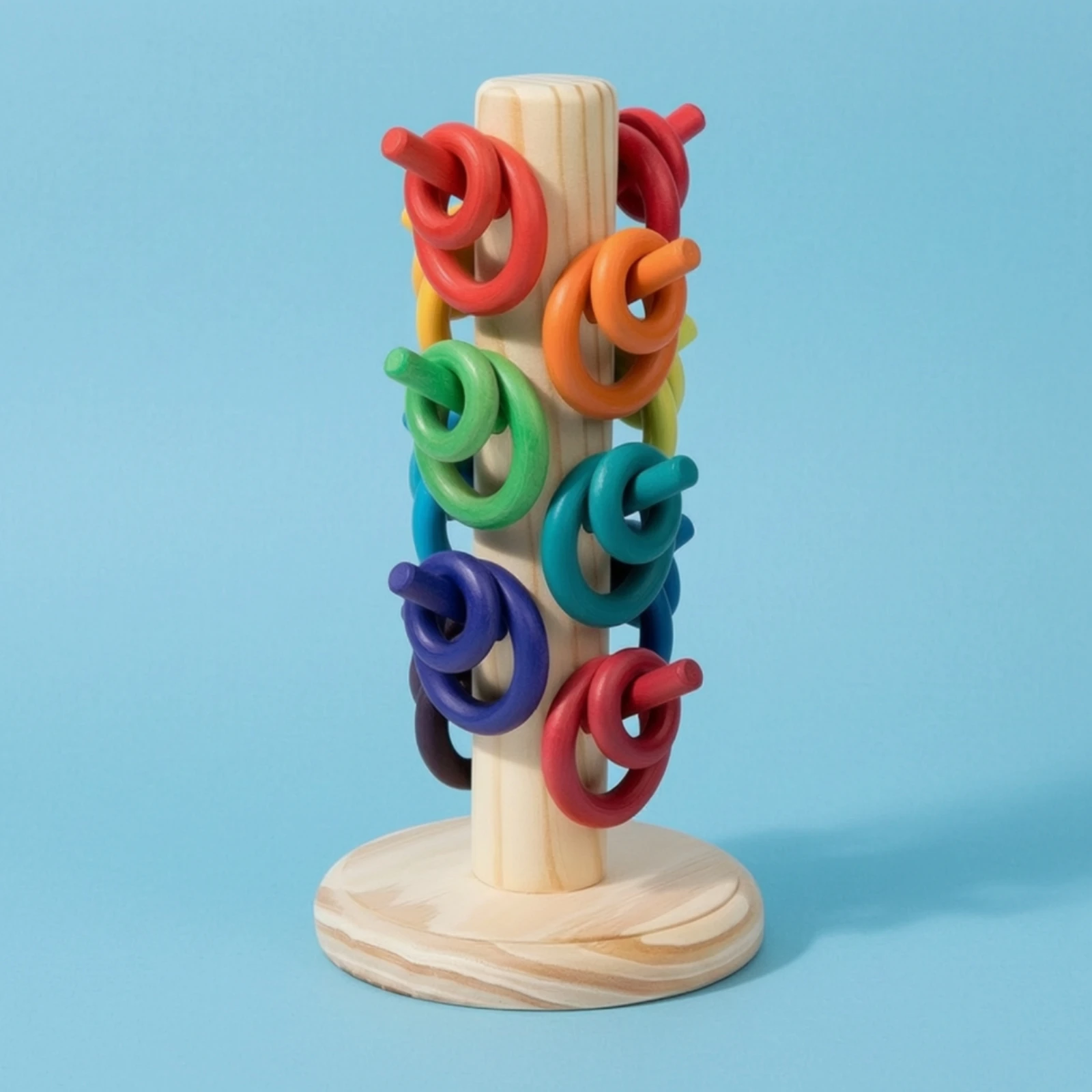 Wooden Stacking Rings Child-Centered Stacking Rings Counting Disc Stacker Sensory Wooden Sorting Counting Toy Colorful