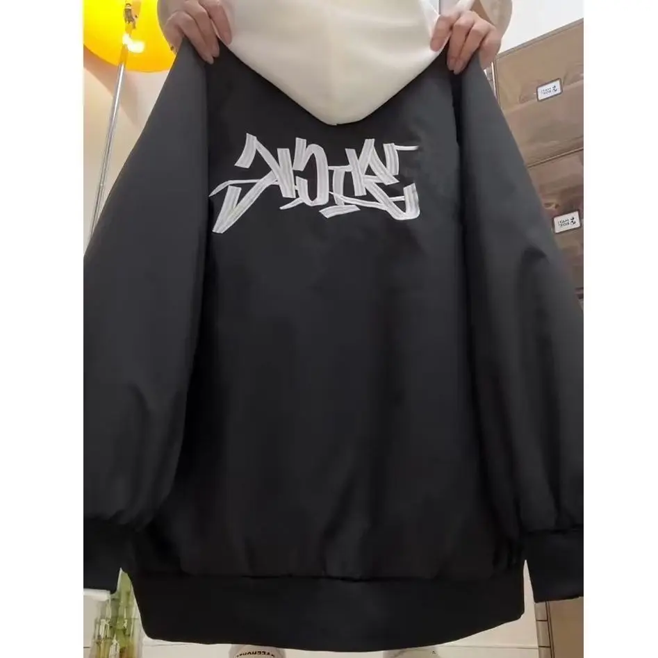 

Retro Print American High Street Jaet Lightweight Spring Summer Men's Women's Baseball Sle Outerwear Trendy Coat