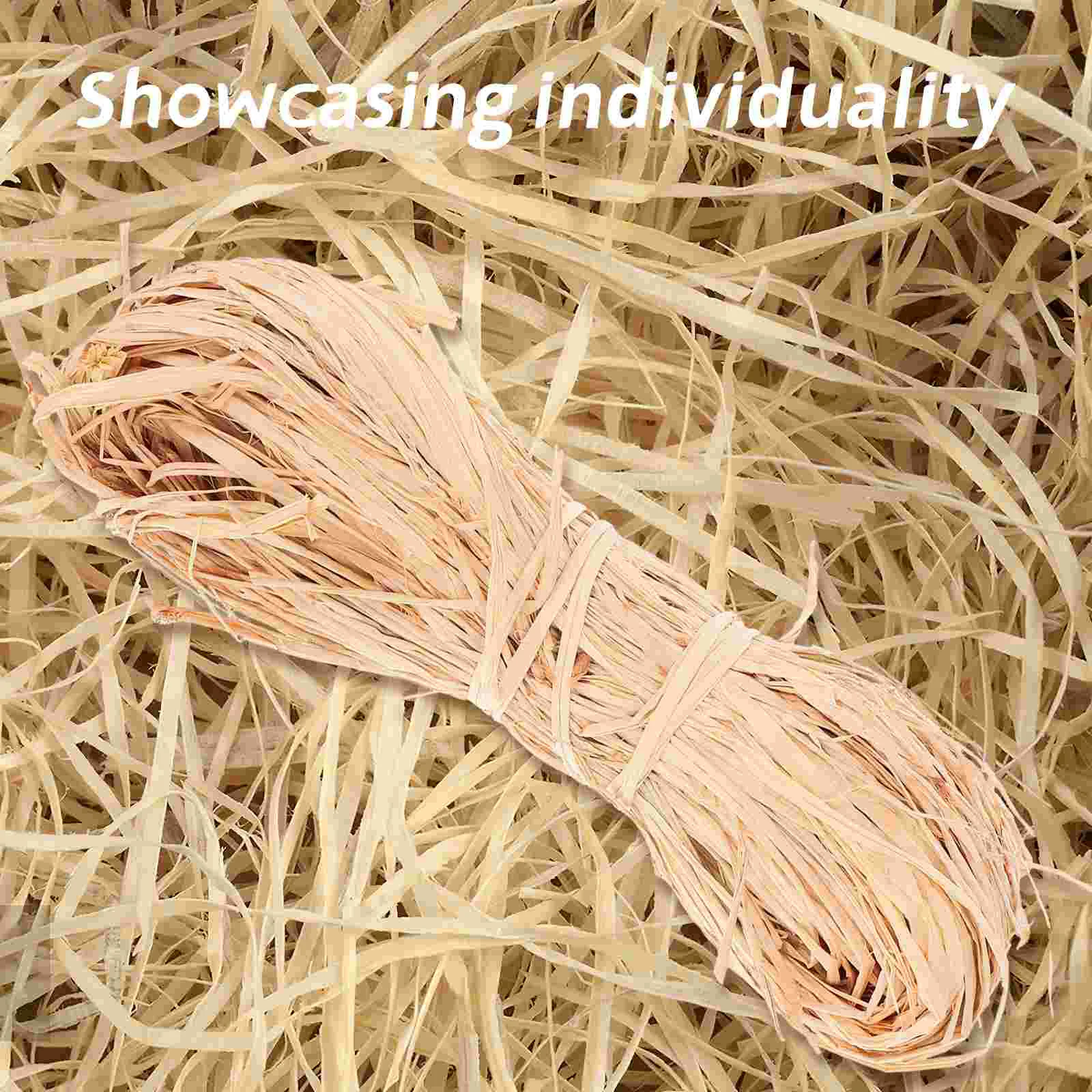 3 Bundles Natural Raffia Straw Bale Basket Weaving Supplies Shredded Filler Ribbon for Flower Bouquet Manual Gift Packing