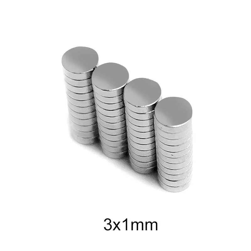 3x1mm Powerful Super Strong Rare Earth Neodymium Disc Magnets 3*1mm N35 Small Round Magnet 3*1 3x1