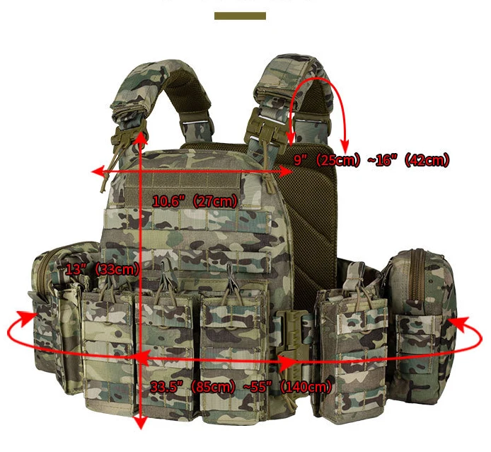 YAKEDA Tactical Vest molle Quick Release Outdoor Hunting Multi-Pocket Tactical Vest Abrasion Resistant Thickened Camouflage Vest