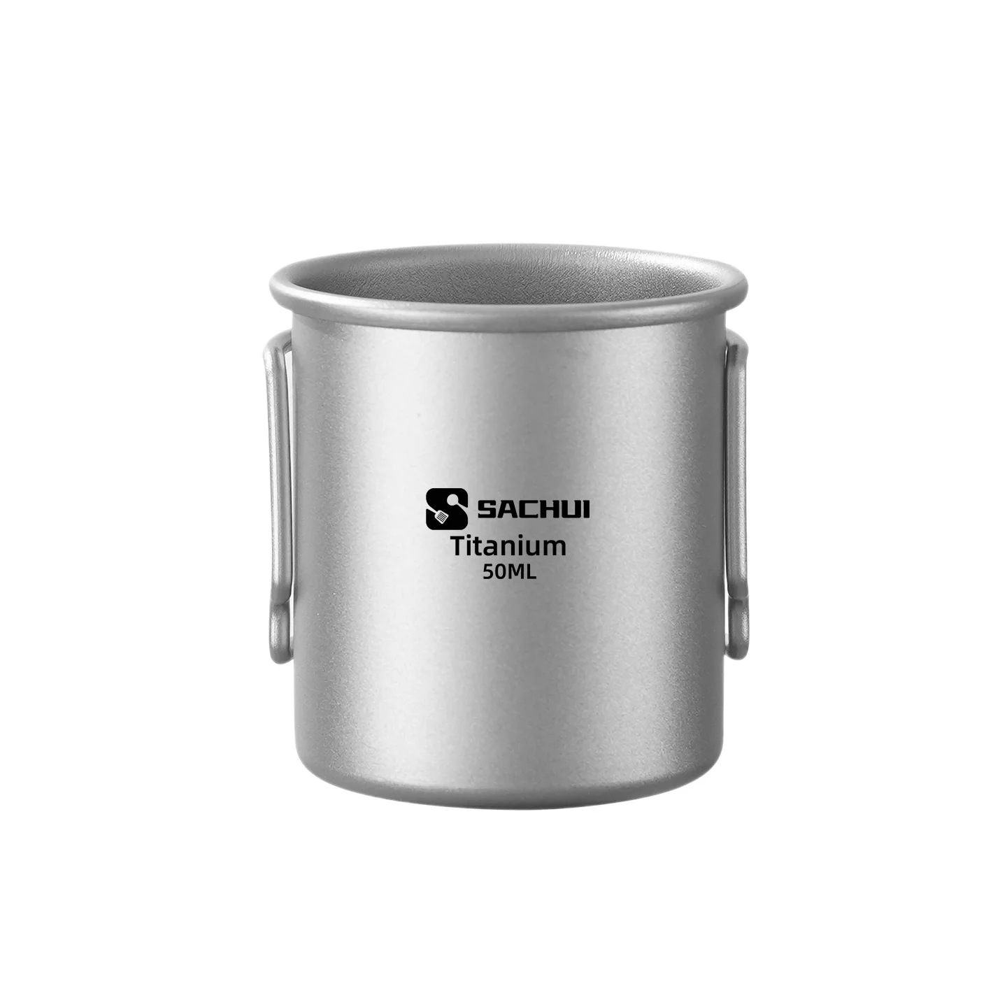 50ml Reiner Titan Mini Outdoor Ultraleichter Tragbarer Tee- und Kaffeebecher mit Klappgriff Camping-Wasserbecher Wander-Reise-Geschirr