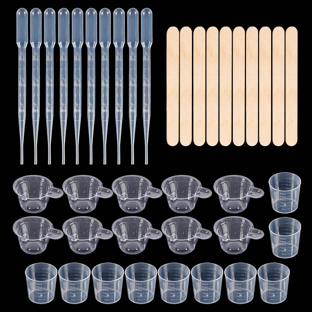 Resin Mixing Casting Tools Kit 10 Mixing Cups 10 Measuring Cups 10 Wooden Sticks 10 Droppers DIY Craft Jewelry Making