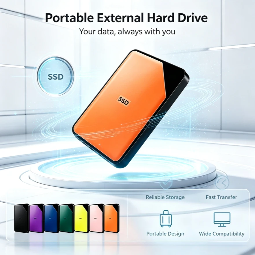 [Brand+] Original SE Orange/Wine Red/White Portable External Hard Drive High Speed Storage Disk for Windows Laptop Desktop PC