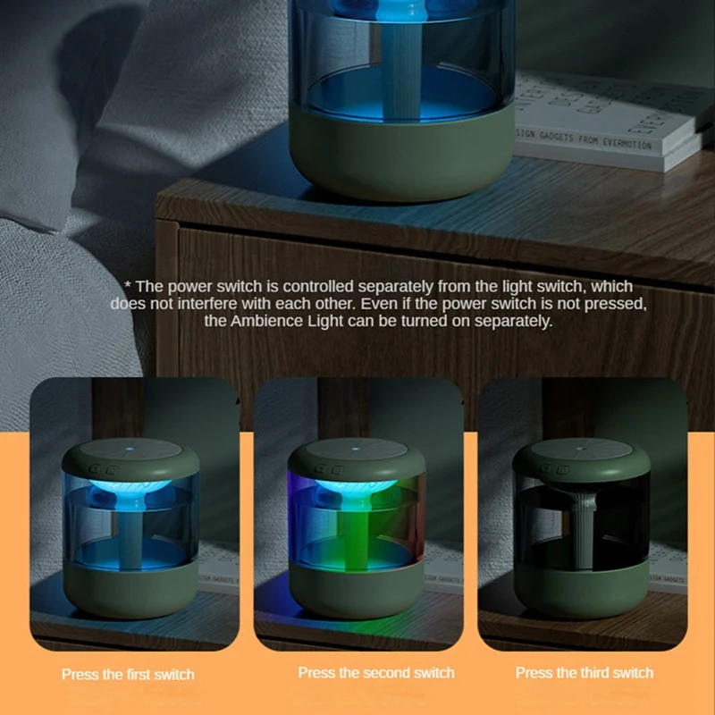 جهاز ترطيب الهواء بسعة كبيرة 1.2 لتر، موزع رذاذ صغير محمول للزيوت العطرية، صانع ضباب USB لغرفة النوم والمنزل