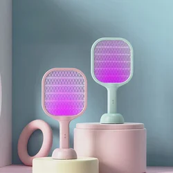 New 2 In 1Electric Mosquito Swatter Racket TYPE-C Rechargeable Mosquito Killer Lamp Fly Swatter Lithium Battery With Base