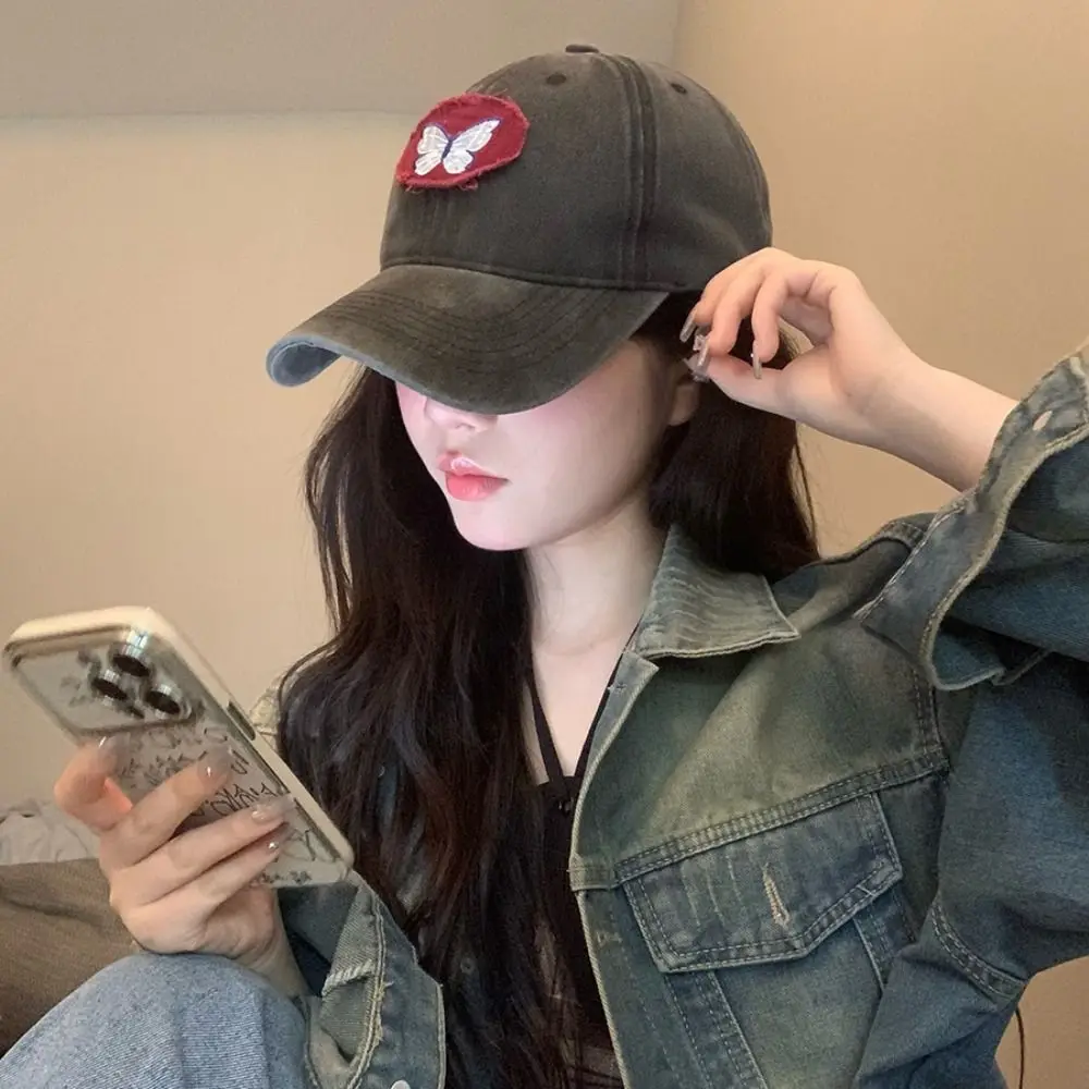 لطيف التطريز قبعة بيسبول القطن رقيقة قبعة الشمس فراشة بسيطة قبعة بيسبول فتاة / صبي