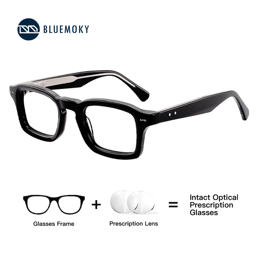 BLUEMOKY Handmade Acetate Prescription Glasses Women Men Rectangle Multifocal Progressive Photochromic Anti Blue Ray Eyeglasses