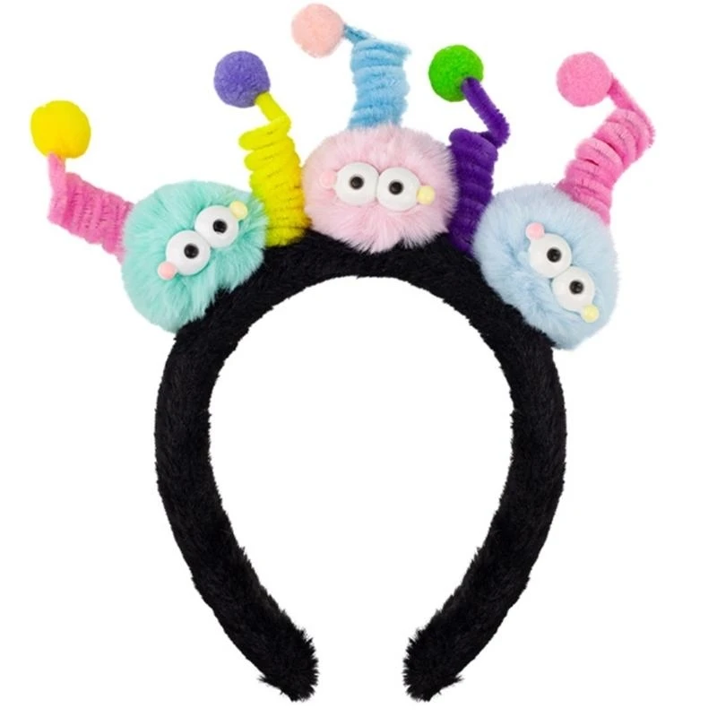 Birthday Cake Pompoms Decorative Hairpiece for Costume Parties Studded with Top Hat Headband for Wedding