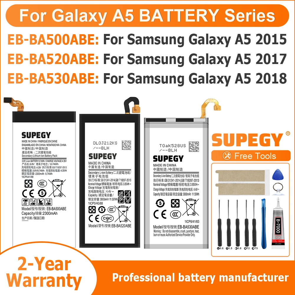 

Новая батарея EB-BA500ABE EB-BA520ABE EB-BA530ABE для Samsung Galaxy A5 2017 Edition/A52015/A5 2018, сменная батарея