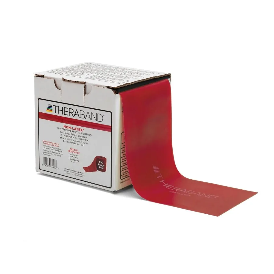 

THERABAND Resistance Band 25 Yard Roll Medium Red Non-Latex Professional Elastic Bands For Upper and Lower Body Exercise Workou