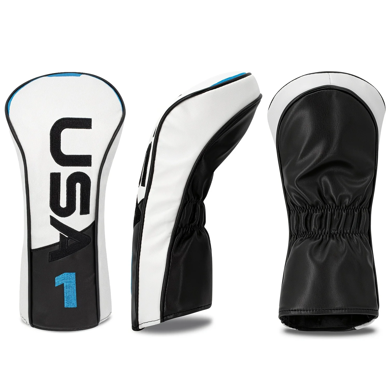 1pc/4pcs Two Tone Black White Large Letter Pattern Golf Club Head Covers, Compatible with Driver, Fairway, Hybrid Clubs