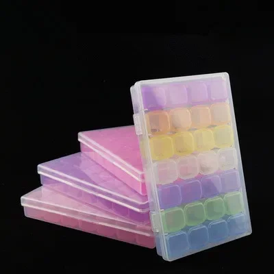 

28 Slots Diamond Painting kits Plastic Storage Box Nail Art Rhinestone Tools Beads Storage Box Case Organizer Holder kit