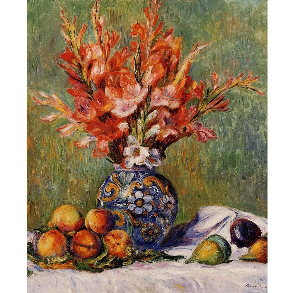 

Pierre-Auguste Renoir artworks,Flowers and Fruit,Hand painted still life painting on canvas,Famous painting replica,Home decor