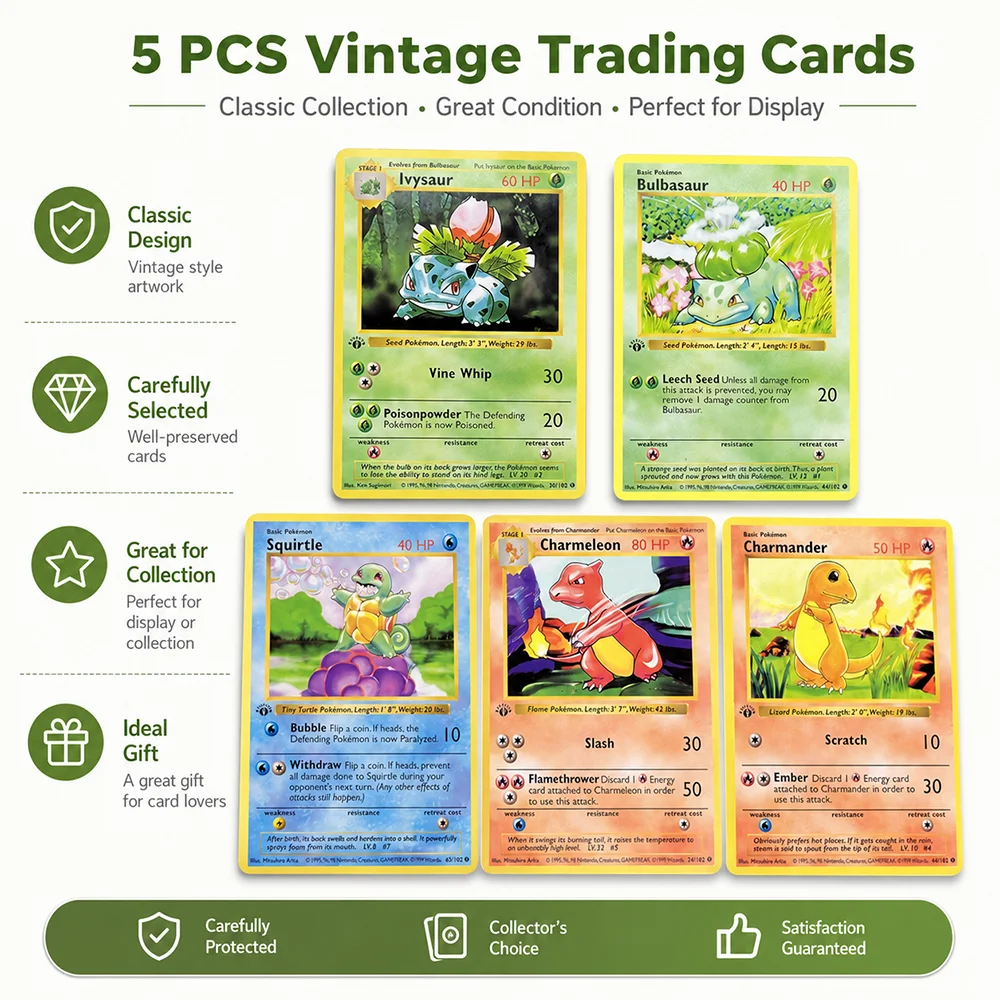 1999 1. Auflage DIY Cartoon PTCG TCG Sammelkartenset # 44/102 Bulbasaur Ivysaur Squirtle Charmeleon Charmander Karten Geschenke