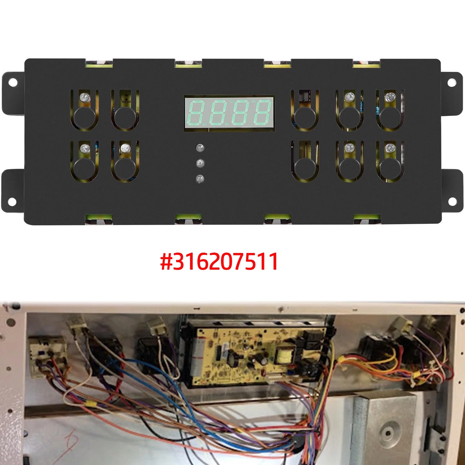 316207511 Oven Control Circuit Board Repair Kit with Timer Display for Frigidaire Kenmore Tappan Kelvinator Electric Range Ovens