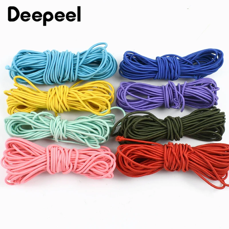 10/20/50M 2.5mm Round Elastics Rope Clothes Elastic Band for Shoes Hair Band Rubber Bands Bungee Cord DIY Sewing Accessories
