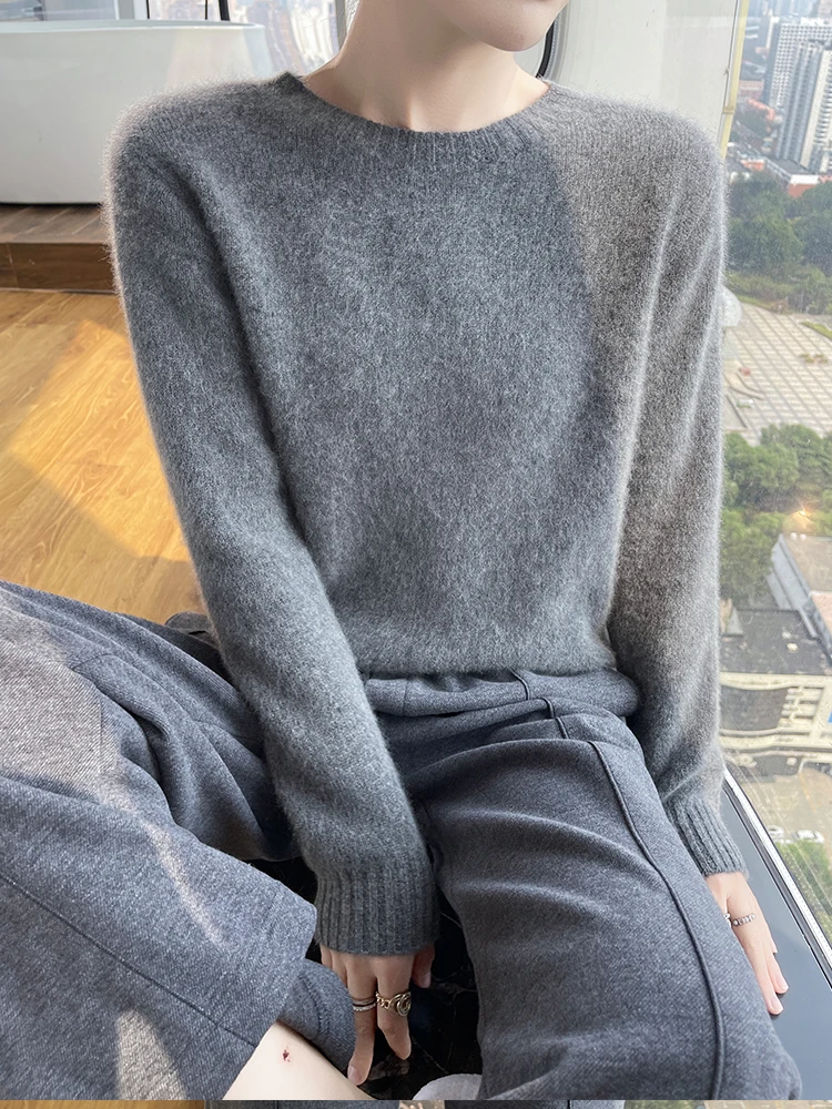 

Basic O Neck Women's Cashmere Sweater Soft Warm Casual Pullover Autumn Winter 100% Merino Wool Base Layer Knitwear Knitted Tops