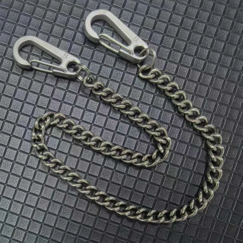 Fashion Pure Titanium Chain 8.7mm Width Anti-Loss Bag Chain Not Rust Hip-Hop Cuban Key Chain Waist Anti-Allergy Pants Chains