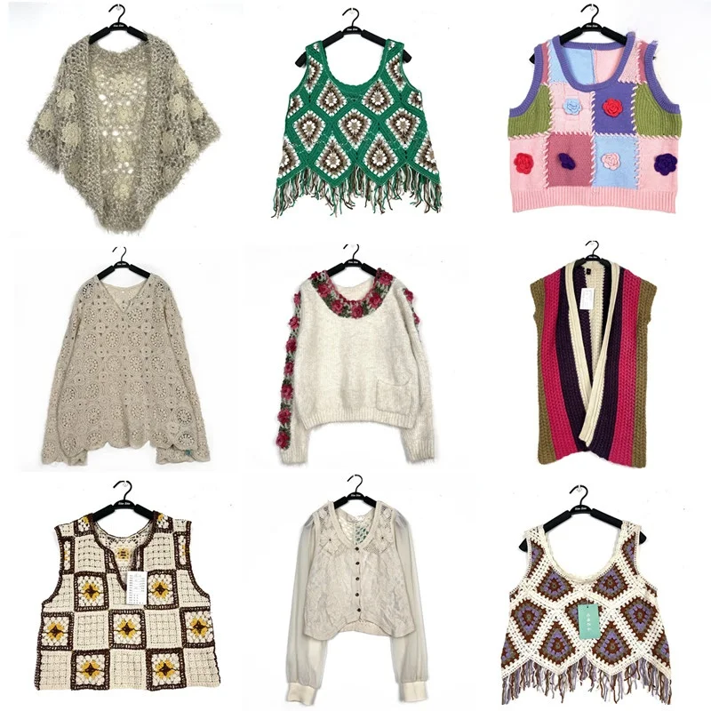 

Handmade Vintage Hollow out Hook Flower Lazy Sle Countryside Wind Coat Sweater Women's Sweet Sle Spring Regular Length