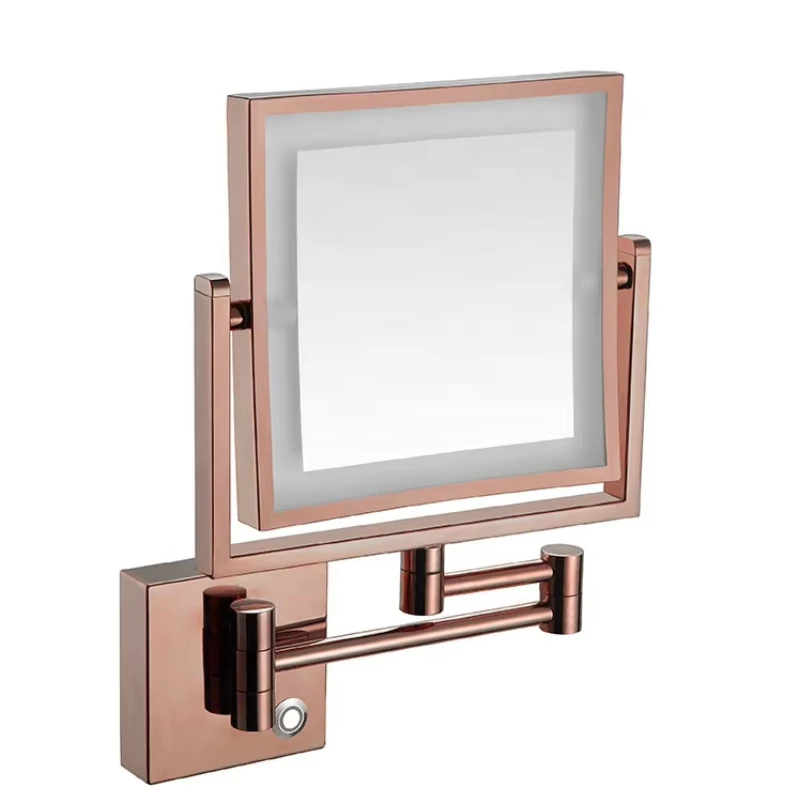 Wall-mounted cosmetic hotel bathroom cosmetic mirror with led lamp enlargement