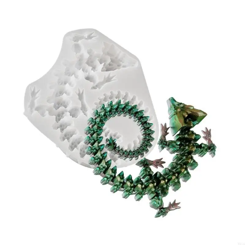 

W0YA Handcrafted Dragon Figurine Mold Mould Epoxy Resin Mold for Handmade Lovers