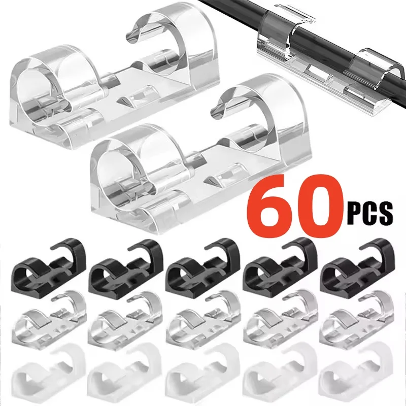 Cable Clips Organizer Drop Wire Holder Cord Management Self-Adhesive Cable Manager Fixed Clamp Wire Winder For Home Office Car