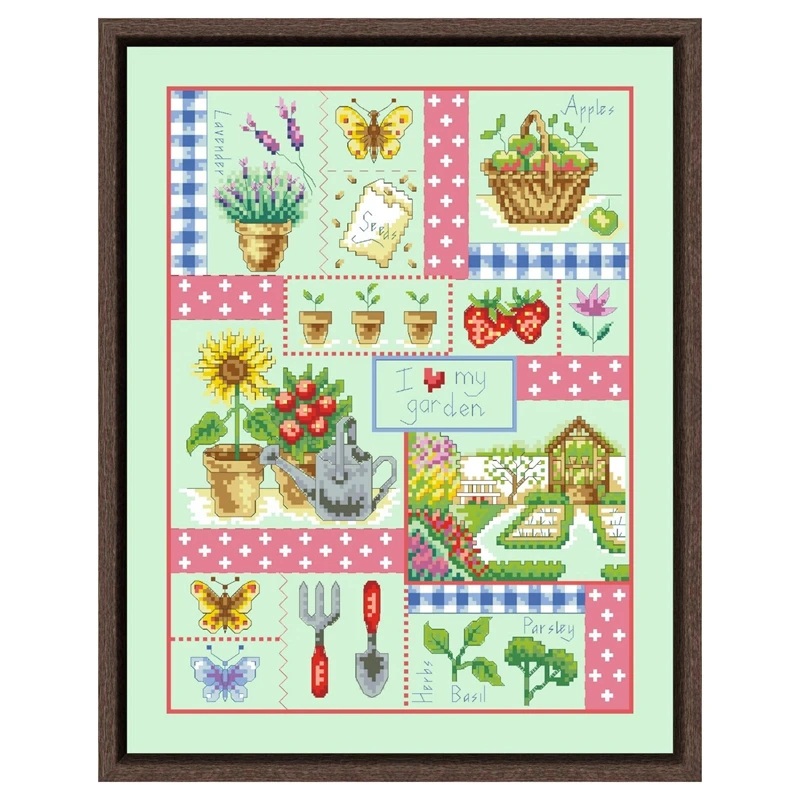 I love my garden cross stitch kit 18ct 14ct 11ct light green canvas stitching embroidery DIY wall home decor