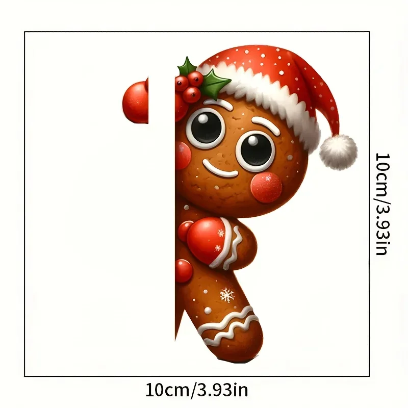 

3PCS Christmas Cute Gingerbread Man Car Motorcycle Sticker, Santa Hat Cookie Decal for Vehicles, Festive Holiday Auto Moto