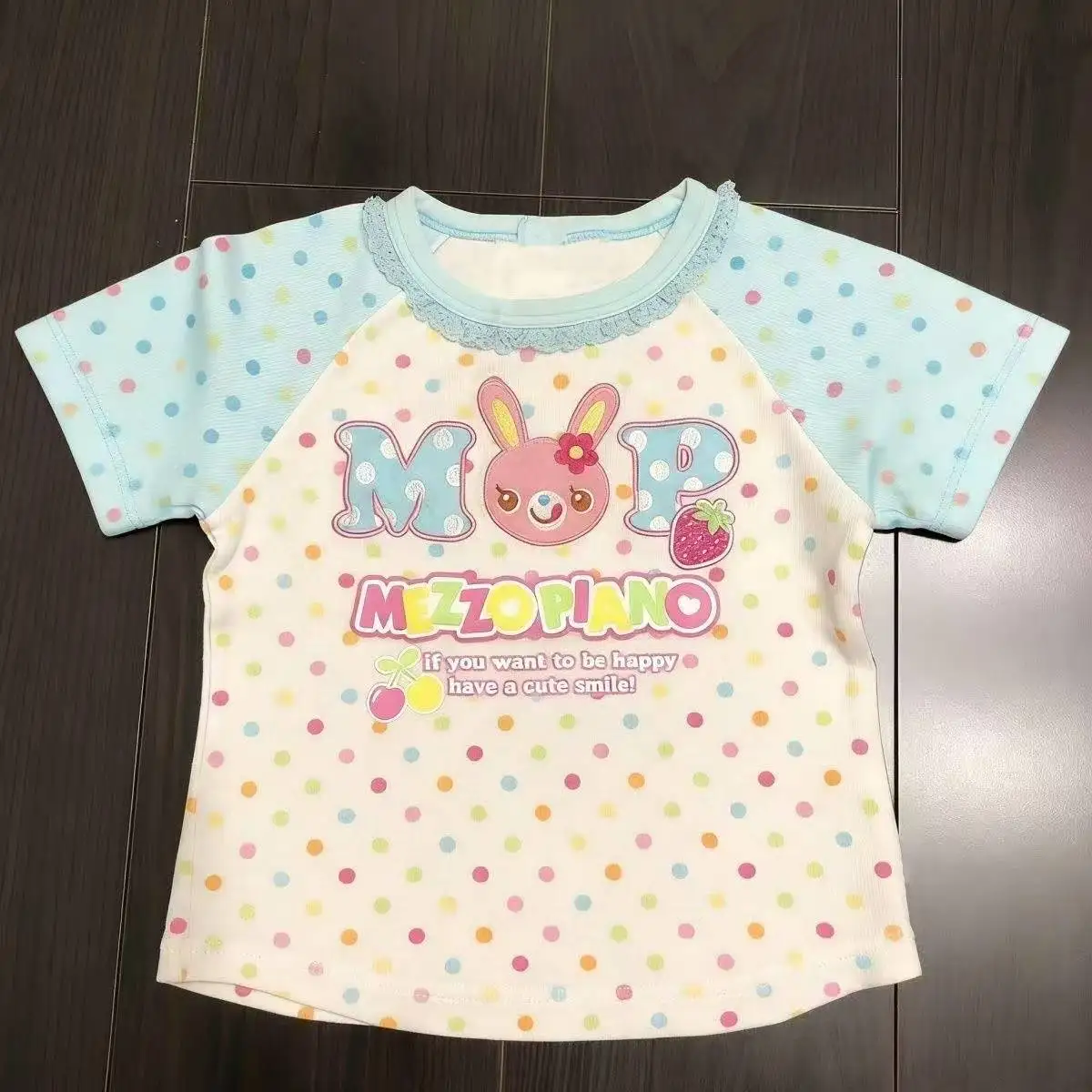 Sweet Kawaii Cartoon Bunny T Shirt Mini Skirt Two Piece Outfit Y2K Girls Raglan Short Sleeve Casual Street Daily Holiday Wear view 4