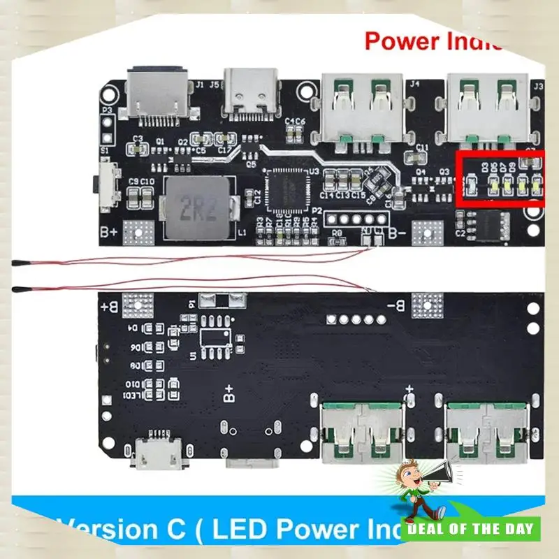 

24-часовая доставка QC4.0 QC3.0 LED Dual USB 5 В 4,5 А 22,5 Вт Micro/Type-C USB Mobile Power Bank 18650 Модуль зарядки Temperature Pro