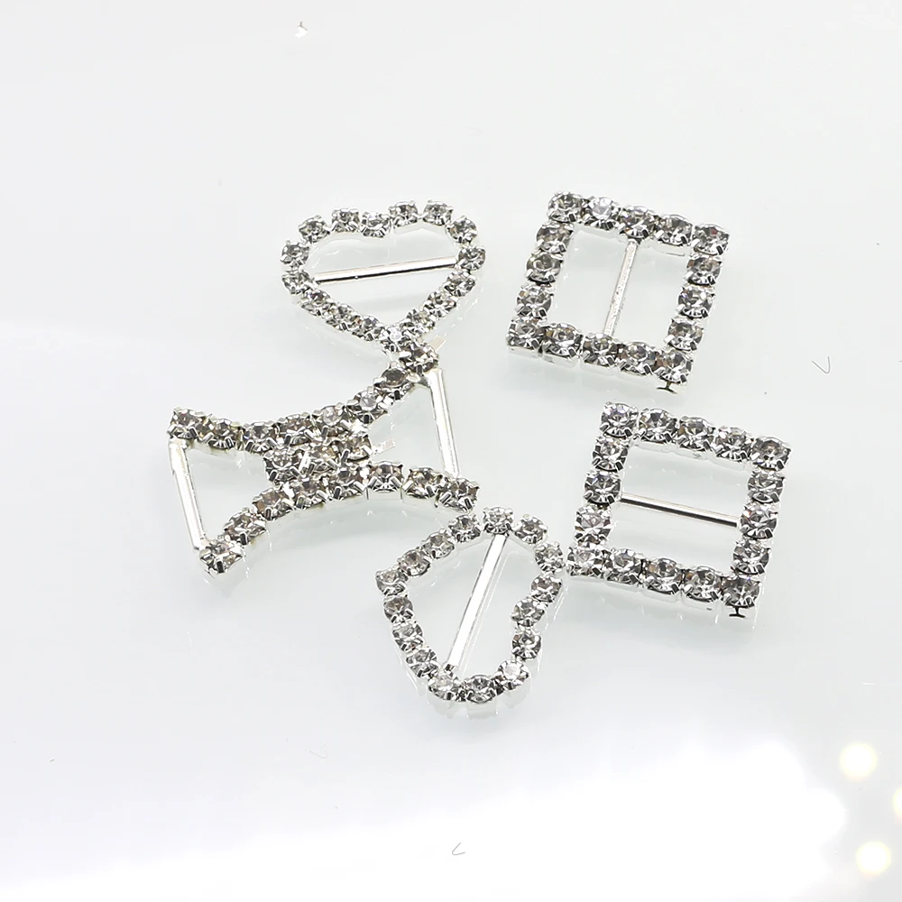 ZMASEY Shoe Buckles Direct Selling 10pcs/lot Factory Price Metal Mix Size Diamond Buckle Sewing Handwork Ribbon Accessory