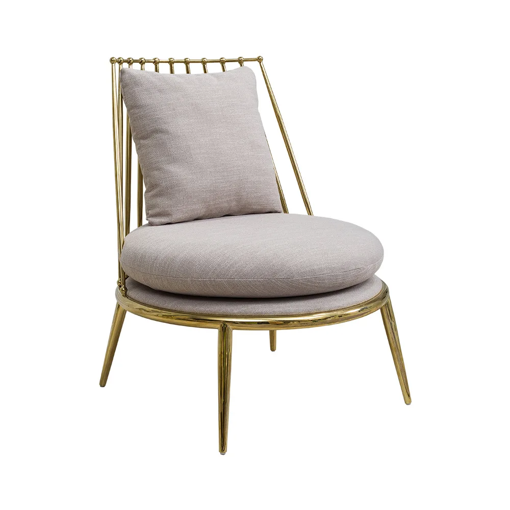 Light luxury gold-plated metal chair, cafe western restaurant dining chair, hotel leisure negotiation chair