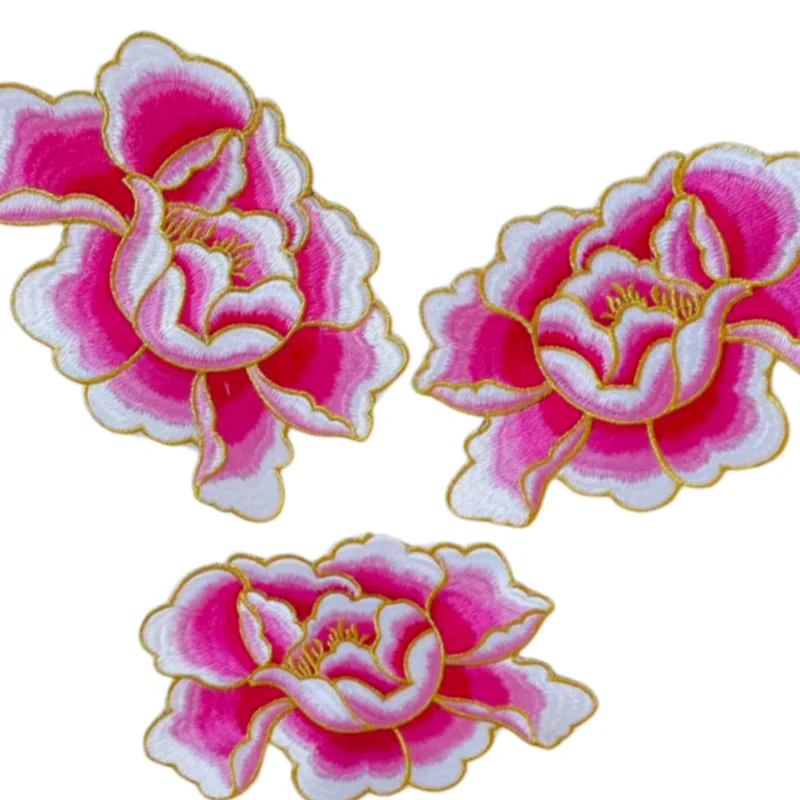 3PCS Peony embroidered Patches for Clothing sew Embroidery backpack Applique ir parches Decorati Badge