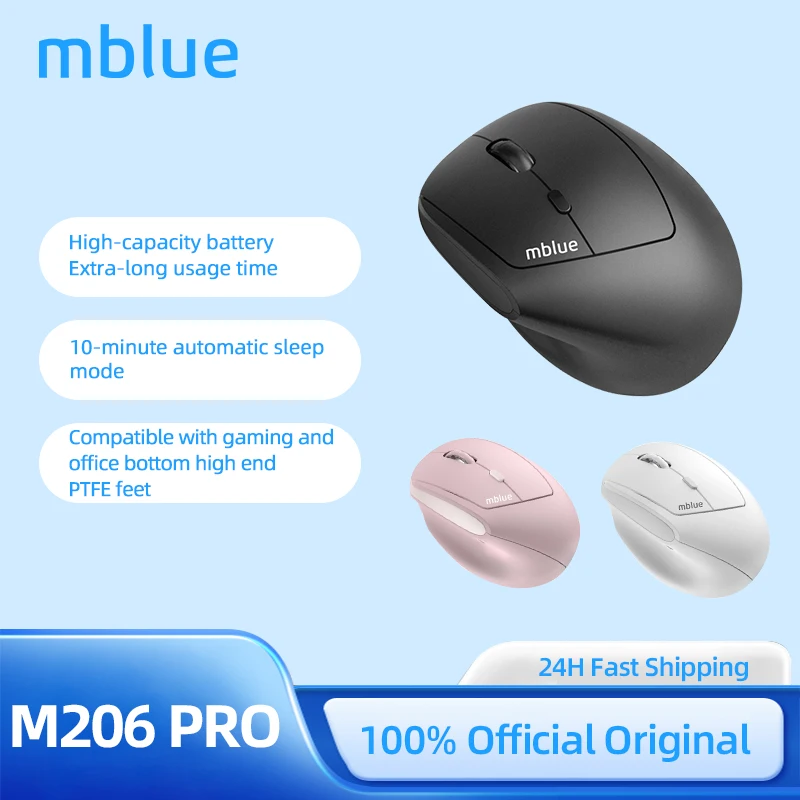 

MEIZU mblue M206 PRO 2.4G Wireless Mouse Vertical Silent Mouse 4000DPI 580mAh Mouse for MacBook for Windows